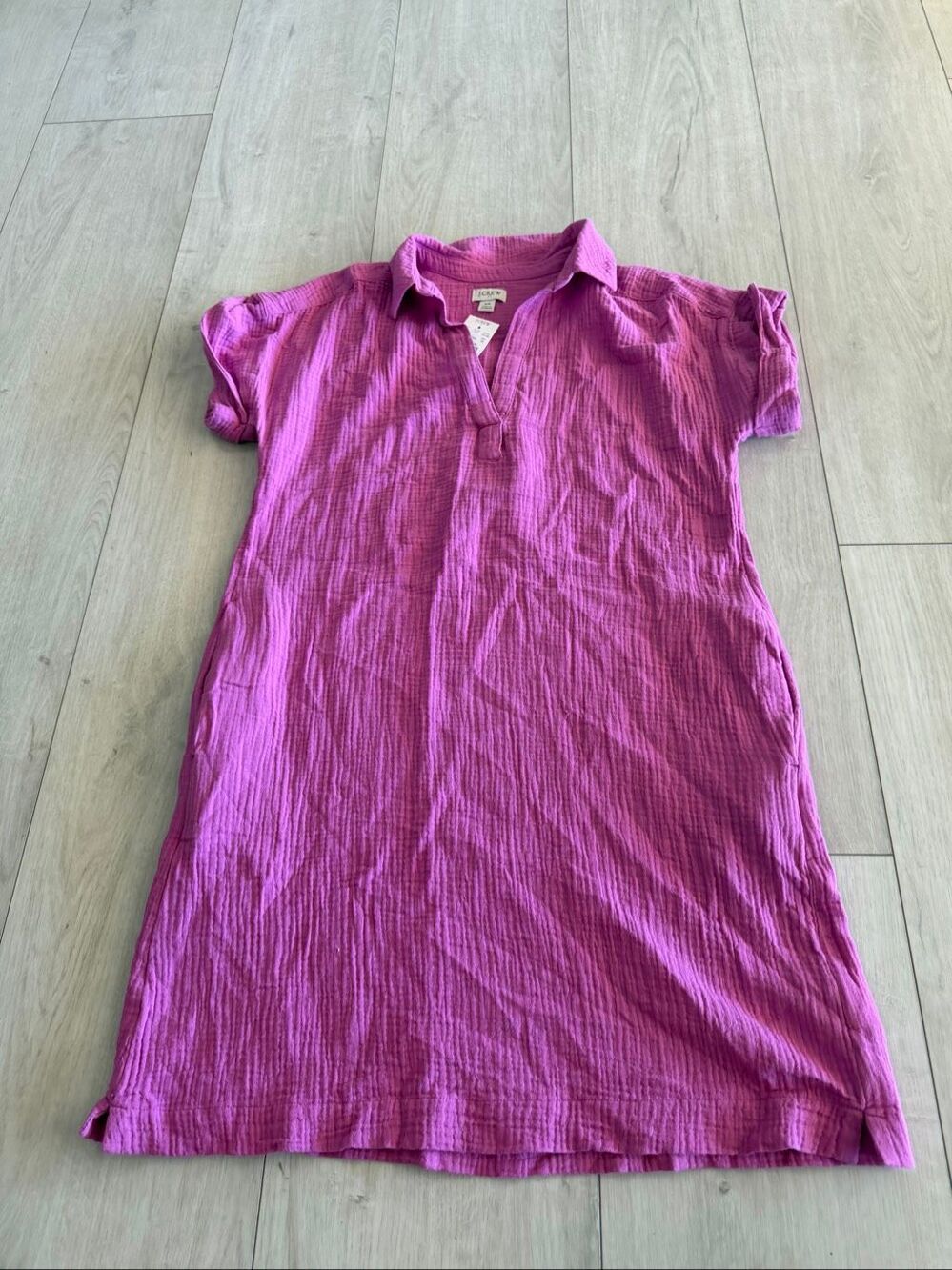 J. Crew Short Sleeve Pink Gauze Popover Dress size xs
